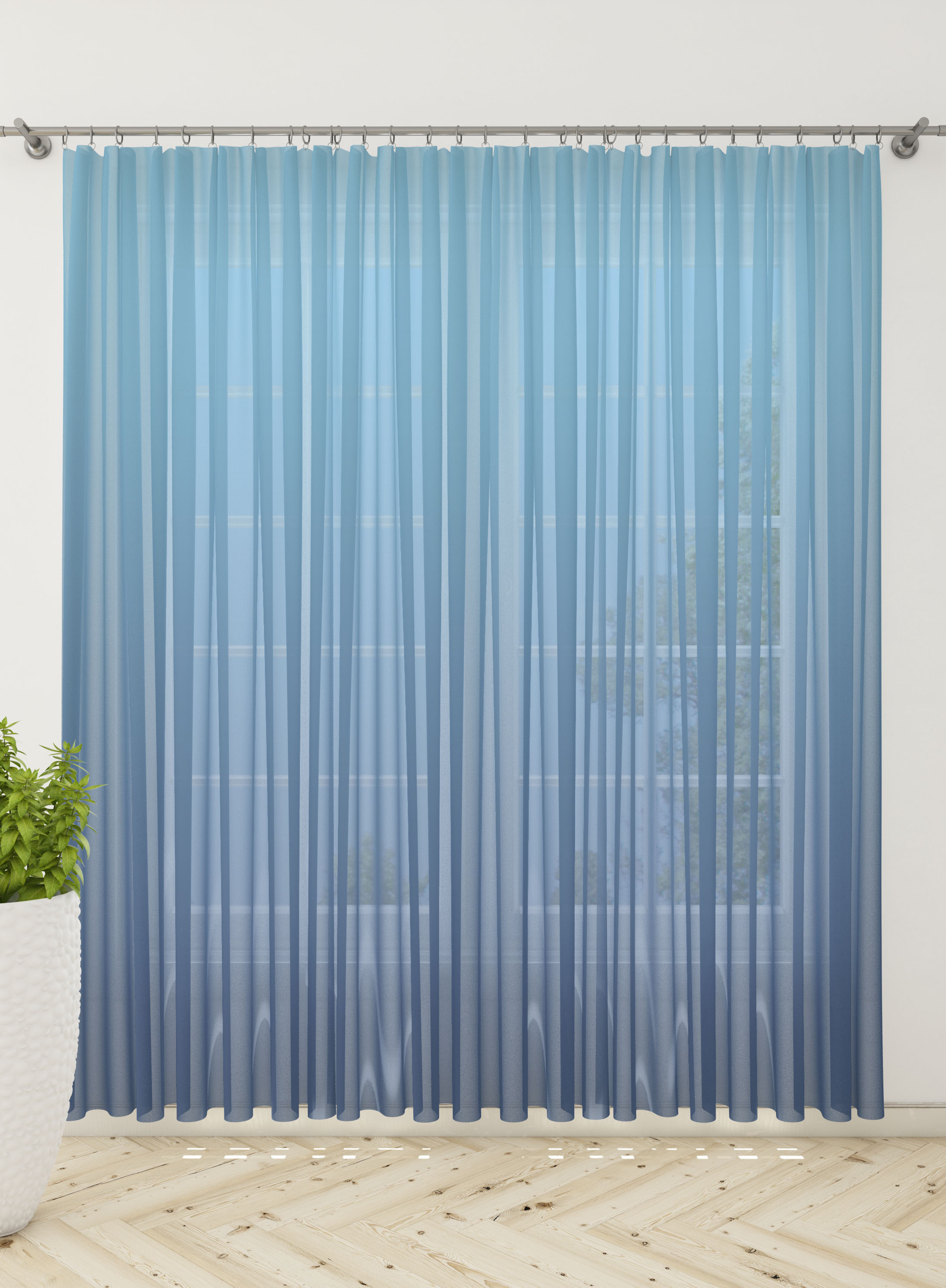 Light Blue and Dark Blue Gradient Sheer Curtains- Set of 2, Sheer